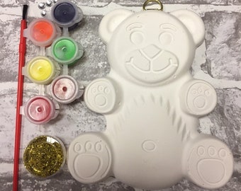 Teddy Bear Craft Kits-Ceramic-Children Party Bag Favours / Fillers - Christmas Eve Box Stocking Filler