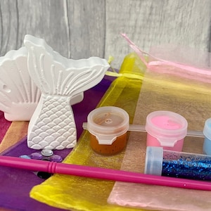 Mermaid Party Bag-Craft Kits in Organza Gift Bag-MERMAID PARTY-Ceramic Craft Set-Party Favour/Fillers-Craft Party Idea-Childrens Activity