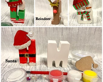 Christmas Letter Initial Name Craft Kits - Childrens Craft Kit-Stocking Filler-Gift from Elf-Xmas Eve Box-Paint Set-Kids Christmas Gift