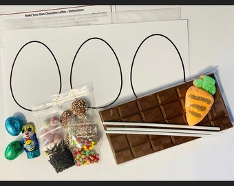 Chocolate Easter Lolly Making Kit-Make Own Lolly-Kids Party Bags-Craft Kit-Baking Craft Party-Family Activity-Hygiene Rating 5