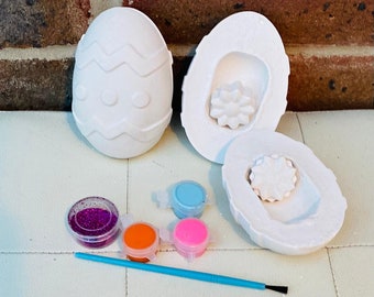 Ceramic Surprise Eggs! Easter Gift-Kids Easter Craft Kit for children-Lockdown Activity-Party Bag Favours/Fillers-Paint Set-Kids Activity