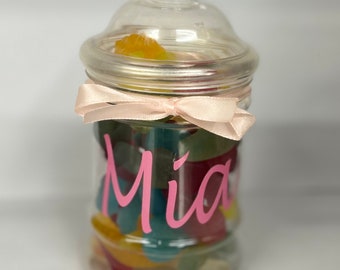 Personalised Sweet Jar - filled with sweets -party favours-Wedding gifts-personalised gift