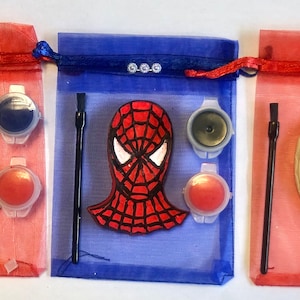 Superheld Magnet Bastelset in Organza Geschenktüte-Superheld Party Geschenk-Farbe Set-Unique Party Bag Favor / Füllstoffe-Handwerk Party Idee-Kids Aktivität