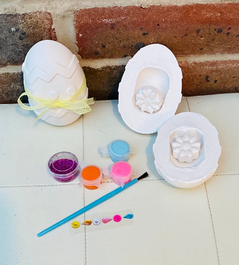 Ceramic Surprise Eggs Easter Gift-Easter Craft Kit for children-Lockdown Activity-Party Bag Favours/Fillers-Paint Set-Kids Activity image 3