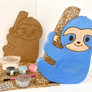 Sloth Craft Kit-Animal Activity Pack-Adult/Child Craft-Lockdown Gift-Painting Decopatch Kit-Eid-Birthday Gift-Zoom Party-Lots of Animals!