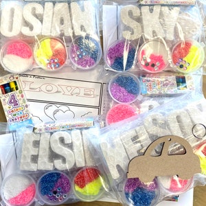 Pacchetto attività di matrimonio per bambini - Regalo di nozze personalizzato per bambini - Kit artigianale SENZA MESS - Schiuma di argilla e coloranti - Adatto a QUALSIASI luogo