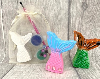 Mermaid Party Bag Favour/Fillers-Mini Mermaid Craft Kit in Organza Gift Bag-Initial- Paint Set- Craft Party Idea-Children’s Activity Set