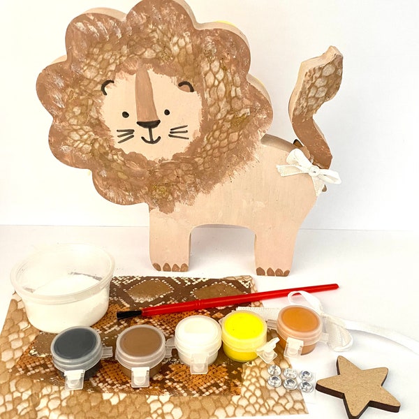 Lion Craft Kit-Animal Activity Pack-Adult/Child Craft-Lockdown Gift-Painting Decopatch Kit-Eid-Birthday Gift-Zoom Party-Lots of Animals!