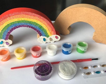 Rainbow Craft Kit-Zoom Craft Party-Free Standing Rainbow-Rainbow Crafts-Lockdown Gift-Kids Craft Activity- Paint your own Rainbow