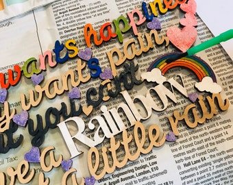 Decorate a Phrase Kit-Lockdown Gift-Rainbow Quote-Rainbow Phrase-Adult crafts-Kids crafts-Rainbow craft kits