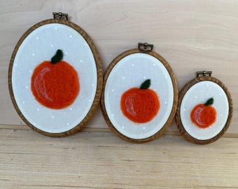Needle Felted Orange Wall Art: Handmade Wool Fruit Decor