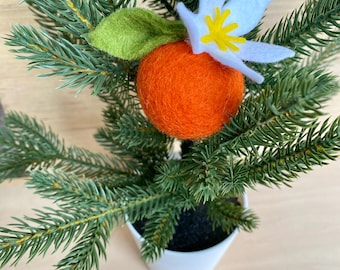 Felt Clementine Christmas Ornament: Wool Orange, Clay 2026 Charm