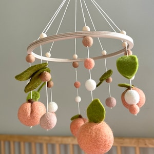 Felt Peach Baby Mobile for Nursery, Girl Nursery Decor, Baby Gift, Peach Decor, Boho, Fruit, Neutral