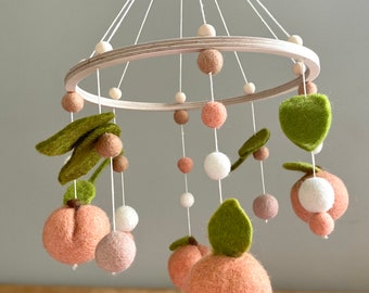 Felt Peach Baby Mobile: Boho Nursery Decor