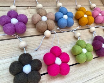 Felt Daisy Car Air Freshener: Essential Oil Scented, Gift Box