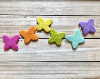 Spring/Summer Pastel Rainbow of Butterflies Felt Garland, Nursery/ Bedroom Décor, Baby Shower