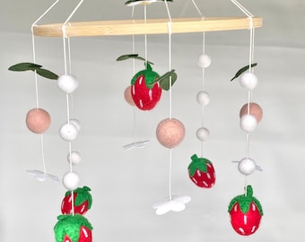 Strawberry Dreams Felt Baby Mobile: Handmade Nursery Decor