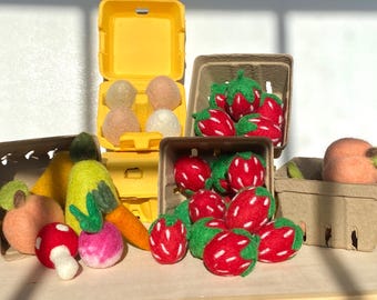 Felt Play Food: Farmers Market Fruits, Vegetables & Eggs