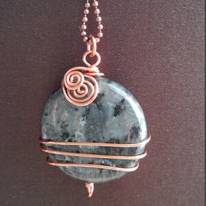 Jasper stone pendant accented with copper