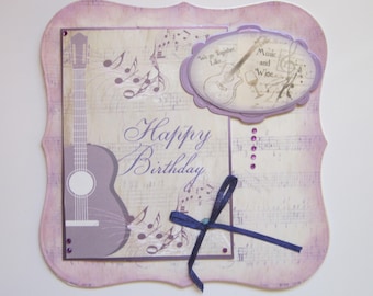 Handmade Music Birthday Card, Guitar Theme