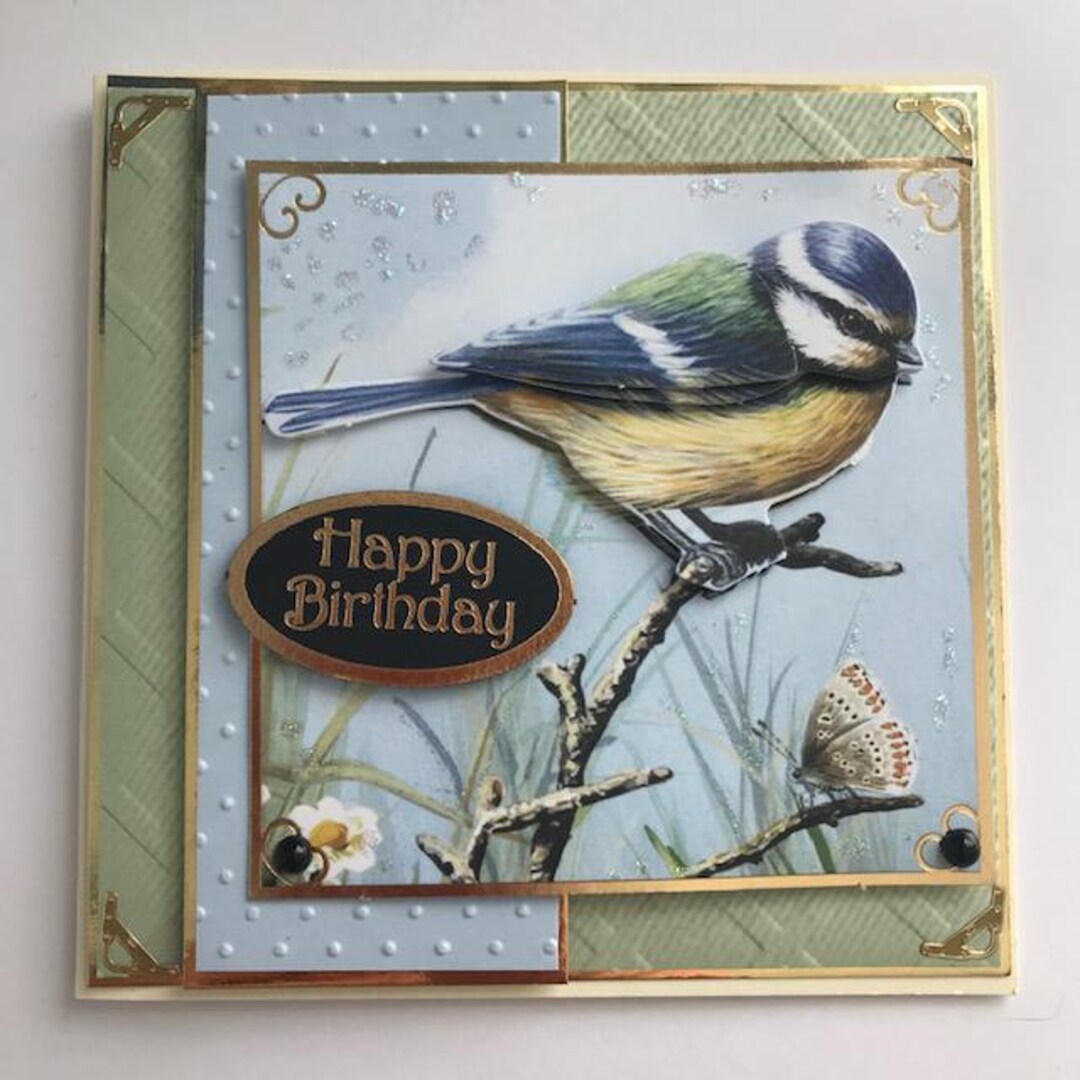Handmade Blue Tit Birthday Card - Etsy