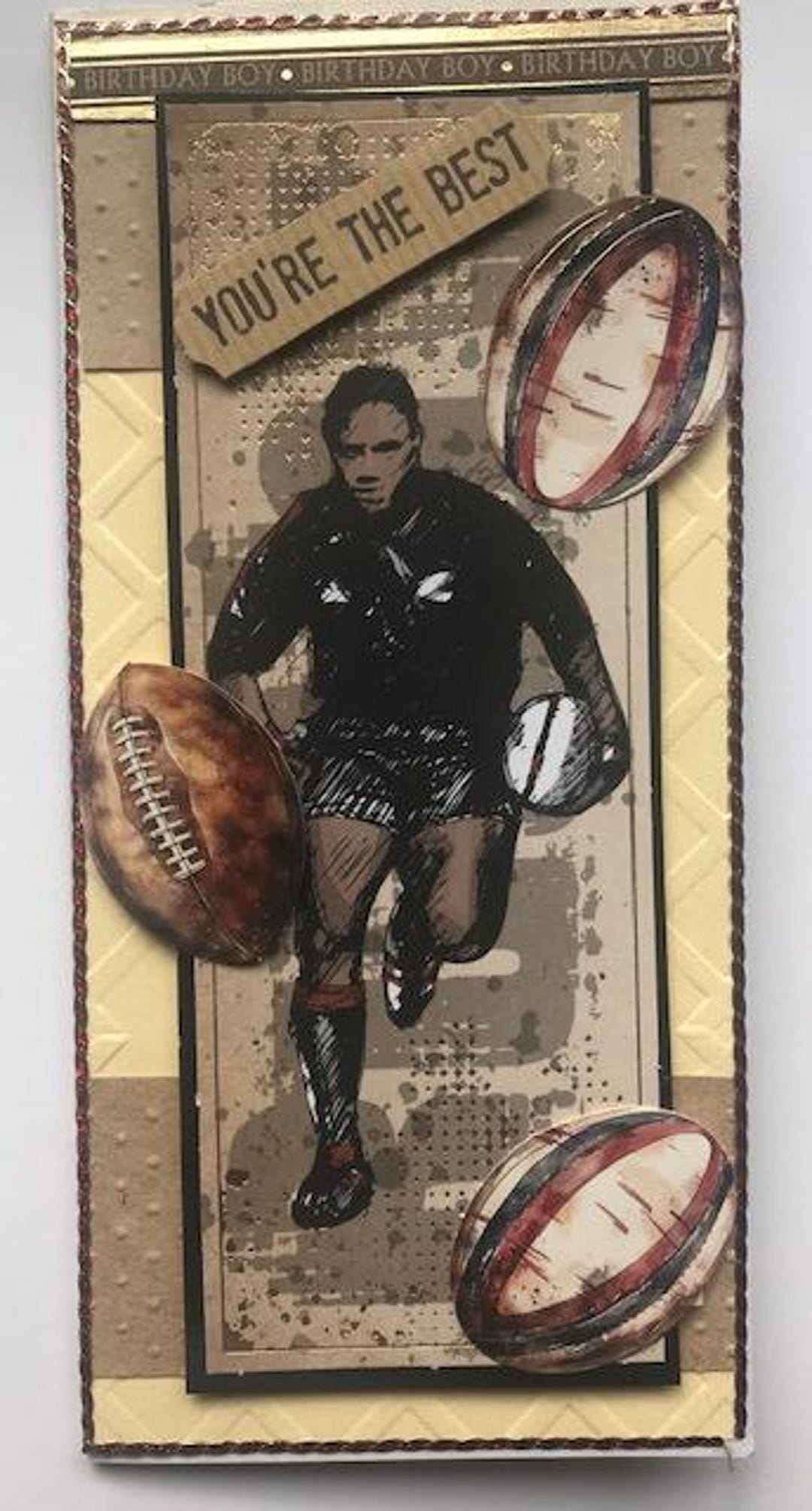 Hand Made Rugby Handmade Rugby Birthday Card -