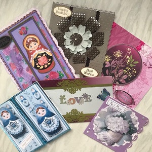 Seis cartões de aniversário com seus envelopes. Pacote de pechinchas----Post grátis no Reino Unido