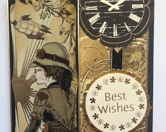 Steampunk Clockwork Wishes Card