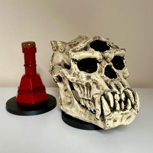 Skyrim Elder Scrolls Frost Troll Skull and Healing Potion Bottle Model