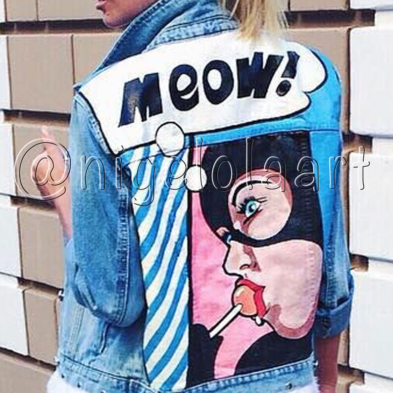 painted denim jacket Jacket with painting superhero Hand painted jacket jean jacket Jean jacket,art jacket,Pop art jacket denim jacket