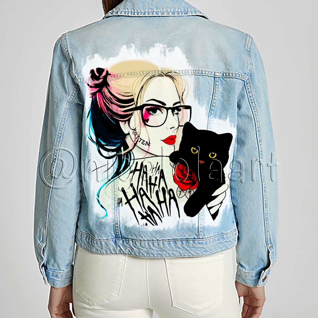 printed jeans jacket