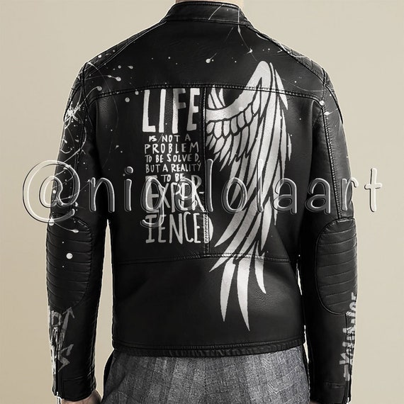 Leather Jacket Painted Jacket Biker 