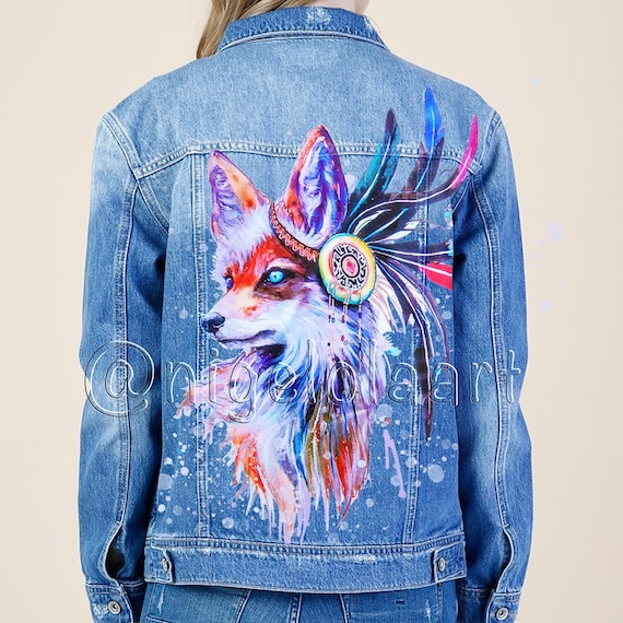 multi colored jean jacket