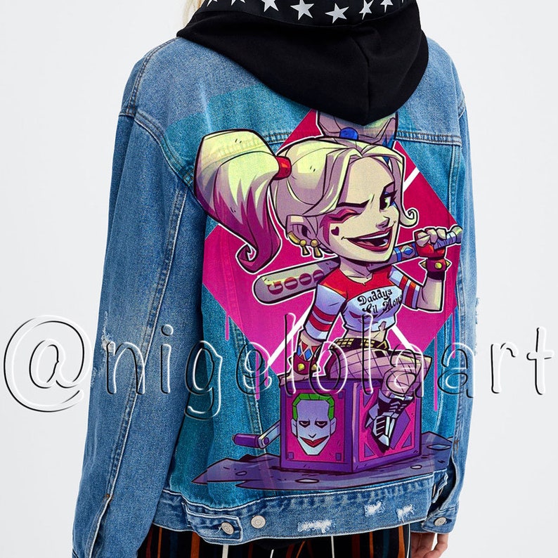painted denim jacket Jacket with painting superhero Hand painted jacket jean jacket Jean jacket,art jacket,Pop art jacket denim jacket