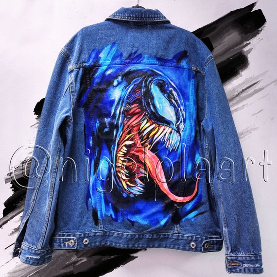 painted denim jacket etsy