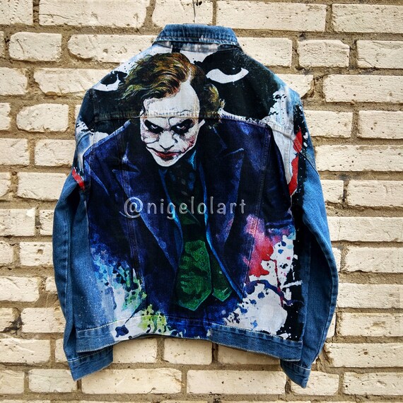 Joker Denim Jacket Hand Painted Jeans Jacket Painted Denim | Etsy