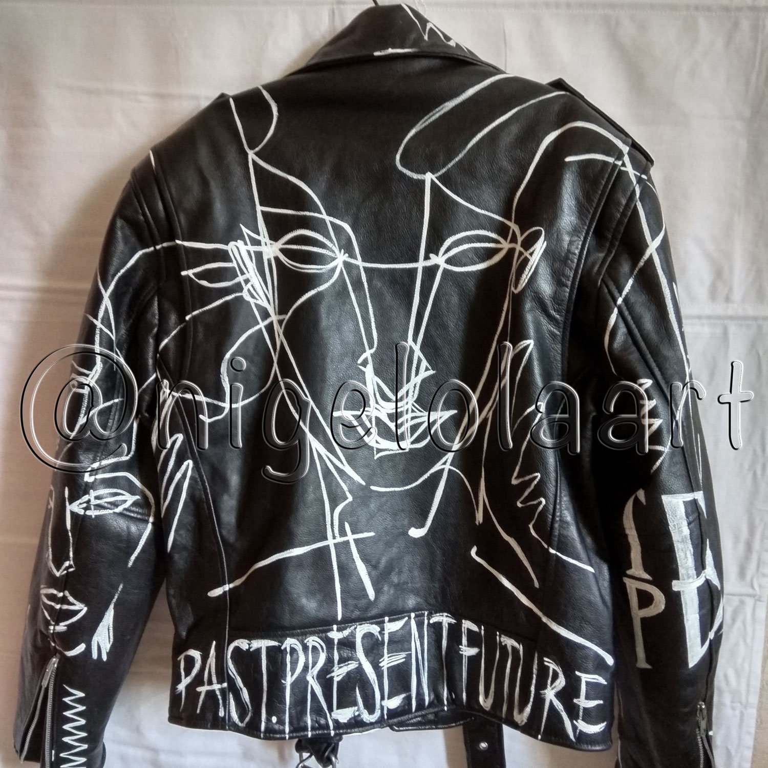 graffiti leather jacket mens