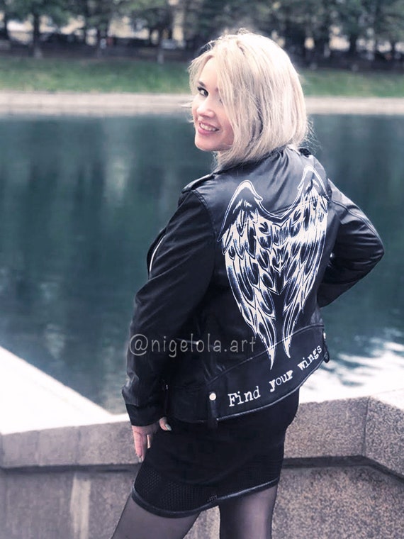 etsy leather biker jacket