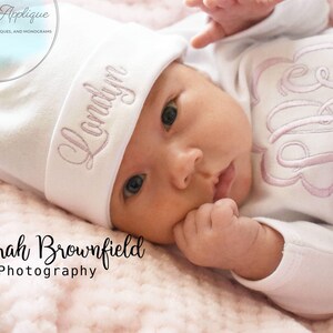 baby girl coming home outfit, Personalized baby girl gift, newborn gown, girl hospital outfit, monogrammed, layette, first pictures