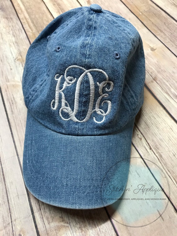 Denim Monogrammed Hat, Personalized Hat, Monogrammed Baseball Hat, Ball Cap