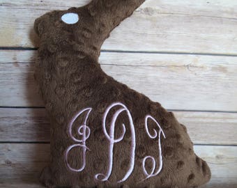 Monogrammed stuffed chocolate Easter Bunny/ Name on bunny/ customized stuffed Easter bunny