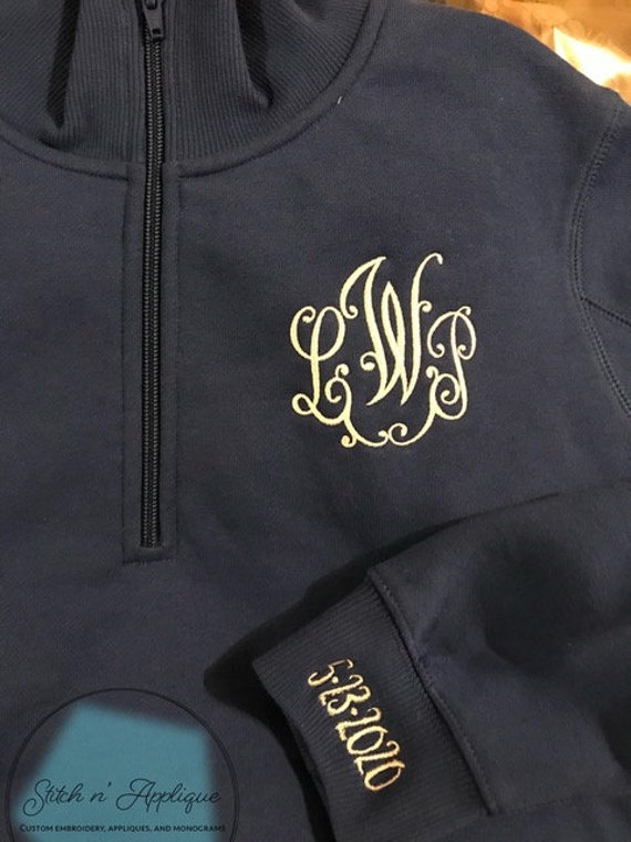 sweatshirt monogram pullover bridal shower gift monogrammed bridal party embroidered Personalized bridesmaid gifts quarter zip