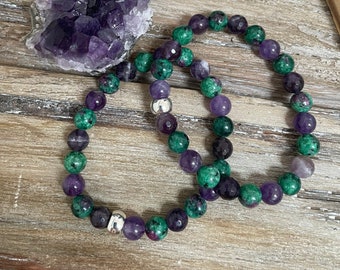 Heart and Mind Healing Crystal Bracelet with Ruby Zoisite and Amethyst