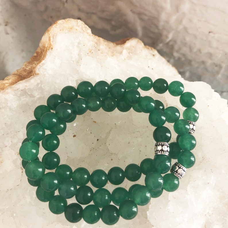 Green Aventurine Stretch Bead Bracelet for Luck Prosperity Etsy
