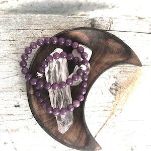 Lepidolite Beaded Bracelet: Handmade Crystal Healing Jewelry