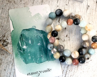 Multi-Colored Faceted Amazonite Crystal Bracelet – Truth, Hope & Self Discovery
