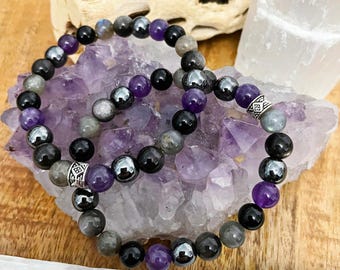Empath Protection Crystal Bracelet for Grounding and Energy Shielding