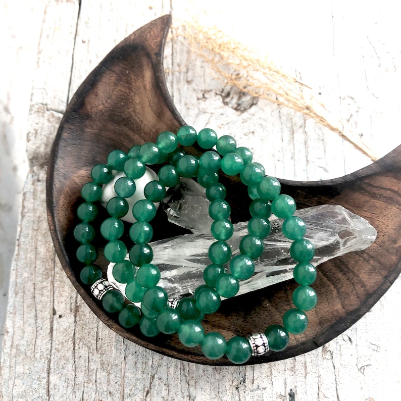 Green Aventurine Stretch Bead Bracelet for Luck Prosperity Etsy
