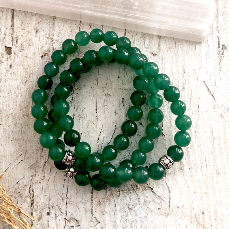 Green Aventurine Stretch Bead Bracelet for Luck Prosperity Etsy