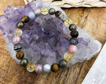 Sunshine Joy Bracelet with Citrine, Pyrite, Tiger's Eye, Botswana Agate, Sunstone